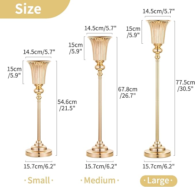 NUPTIO Centerpiece Vase Tall Gold: 10 Pcs 30.5" Wedding Flower Stand for Table Metal Trumpet Vase for Party Decorations