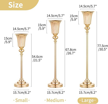 NUPTIO Centerpiece Vase Tall Gold: 10 Pcs 30.5" Wedding Flower Stand for Table Metal Trumpet Vase for Party Decorations