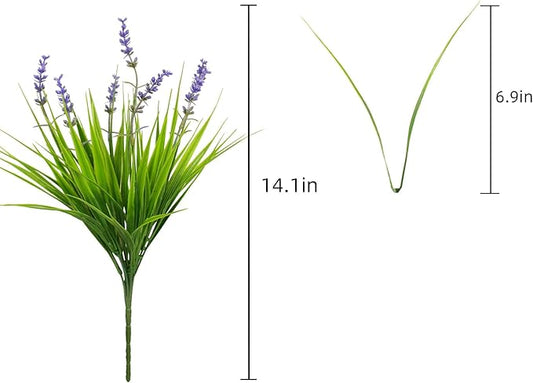 Fake Outdoor Plants Artificial Monkey Grass 12 Bundles Purple Faux Flowers for Outdoors Plastic Plant Outside Porch Patio Yard Planters Window Box Decor (12 Bundles Purple Monkey Grasses)