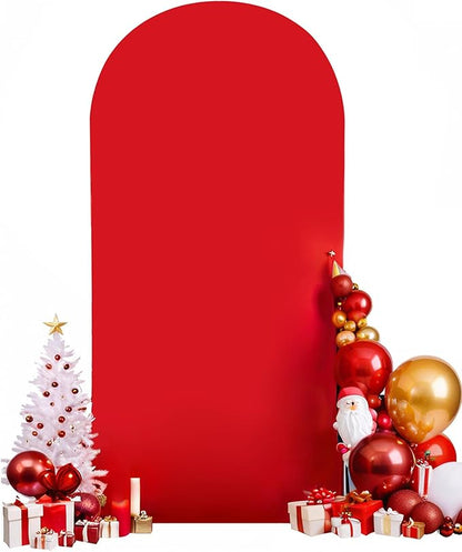 HEMMOTOP Red Arch Cover 7.2 ft (No Arch Stand), Spandex Wedding Balloon Stretchy Arch Backdrop for Christmas, New Year, Photo, Party, Ceremony, Birthday, Baby Shower, Anniversary Decoration
