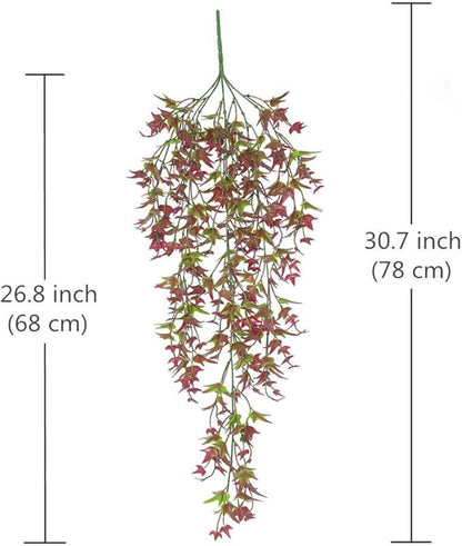 PASYOU Artificial Vine, Hanging Ivy Sweet Potato Leaves Plastic Plants Foliage Vines, UV Resistant Greenery Fake Flowers for Indoor Outdoor Garden Door Wall Wedding Party Table Decoration Red 2 Pack
