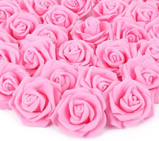 Artificial Rose Flower Heads, 100pcs Pink Foam Roses Bulk Artificial Flower for DIY Wedding Bouquets Centerpieces Arrangements Party Baby Shower Home Decor (Stemless, Pink)