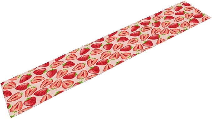 Strawberry Table Runner, Spring Summer Fruit Birthday Party Decorations Dining Room Home Kitchen Table Decor 13 x 60In