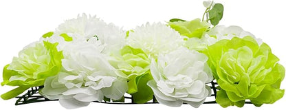 15"x 15" Artificial Flower Wall Panels,Flower Wall Mat Silk Flower Panels for Outdoor Garden Backyard Fence Fence Privacy Screen and Indoor Wall Decor(6Pcs Green+White)