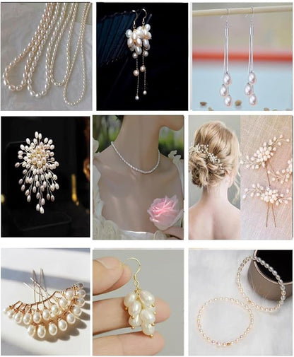 50 Pcs Real Pearl Beads for Jewelry Making AAA 7-8 mm Non-Porous Natural Pearls Beads Real Freshwater Pearls Oval Pearl Bead Loose Gemstone Bead Crafts Gift for Women,DIY Gifts.