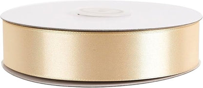 MEEDEE Champagne Ribbon 1 Inch Champagne Satin Ribbon Lux Double Faced Satin Ribbons by 50 Yards Champagne Gold Wrapping Ribbons for Crafts, Wedding, Flower Bouquet, Holiday Decorating