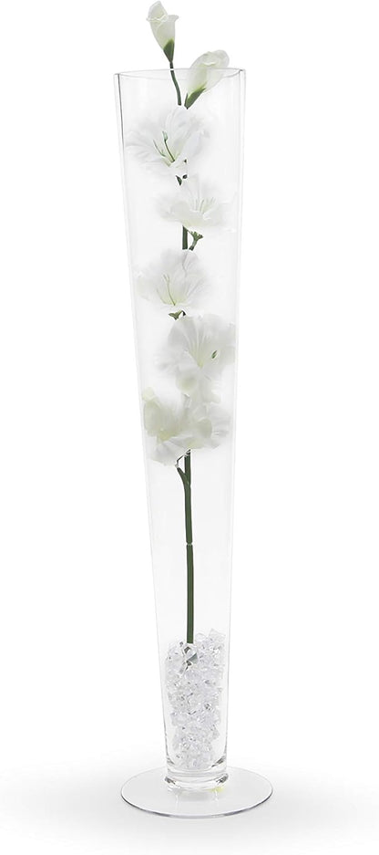 WGV Trumpet Glass Vase, Open 4", Height 23.5", (Multiple Sizes Choices) Clear Tall Pilsner Floral Planter Container Centerpiece, Wedding Event Home Decor, 1 Piece (VTV0424)