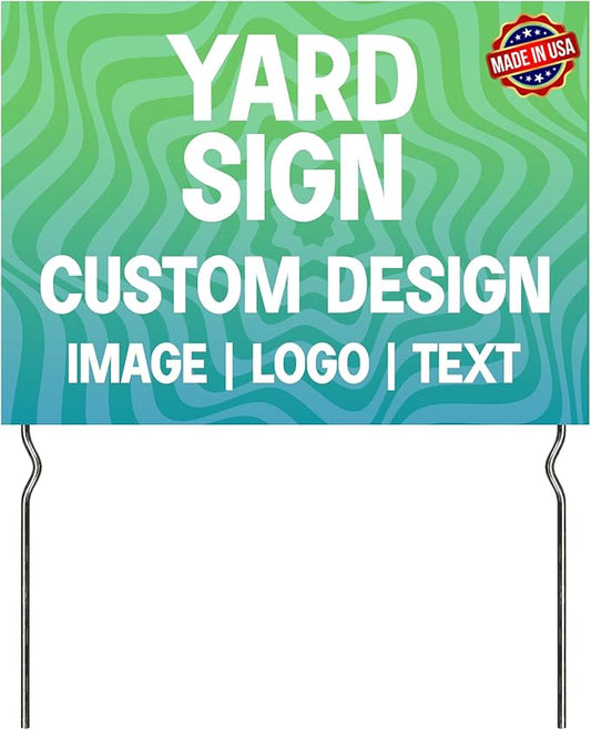 Custom Yard Signs with 2 Metal Stakes (24”x18”) - by BCB Print | Personalized Lawn Signs for Business, Events & Campaigns | Double Sided HD Printed Outdoor Signage | Express Dispatch & Ship | Made in USA