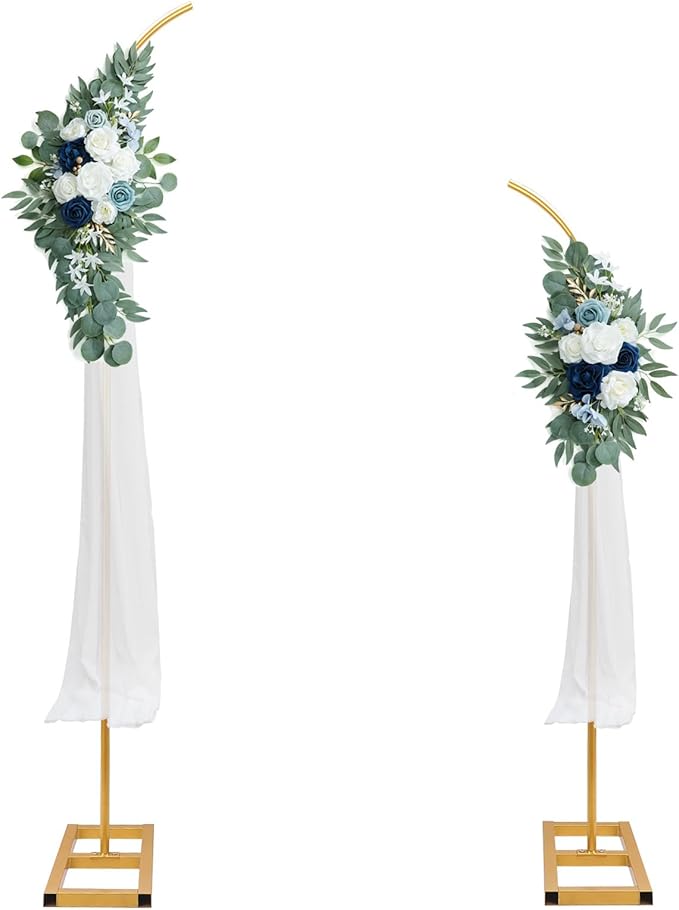 Mental Arch Backdrop Stand,Set of 2 Gold Half Flower Arch Stand for Wedding Ceremony Birthday Anniversary Floral Balloon Arch Stand Background Decoration (7.5FT & 6.2FT)