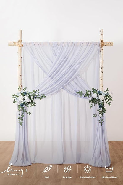 Ling's moment Blue Backdrop Curtains, 10Ft x 23Ft Dusty Blue Long Sheer Wrinkle-Free Background Backdrop Curtain&Table Cloth for Birthday Party Wedding Baby Shower Photo Booth Decor