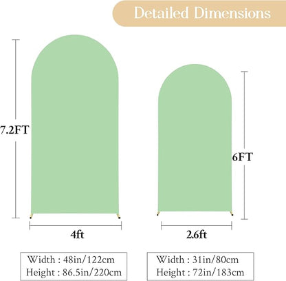 Beige Green Arch Backdrop Cover Set of 2 Spandex Arch Covers 7.2 and 6ft Wedding Birthday Party Arch Covers Stretchy Backdrop Bridal Baby Shower Biege Lavender Arch Stand Cover