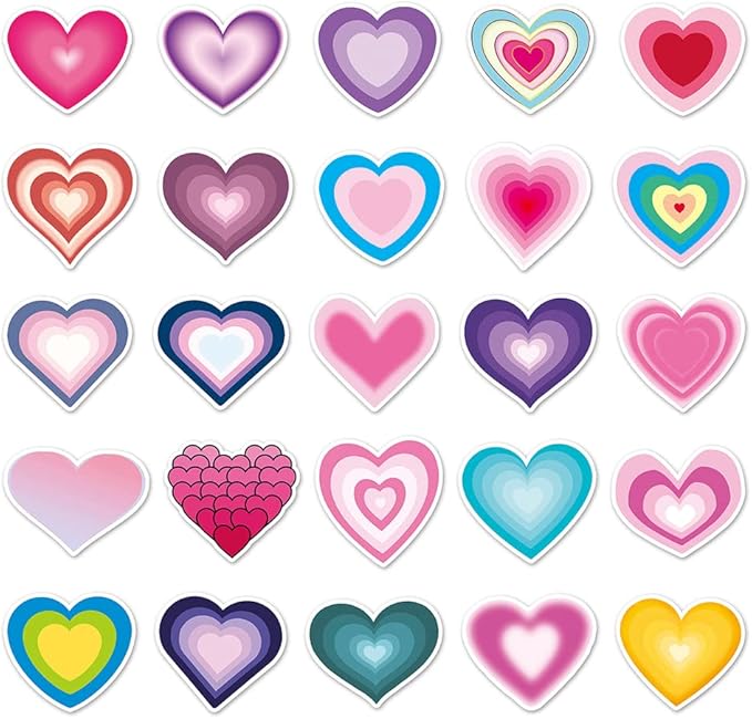 Heart Stickers for Teens Boy Girls Kids|50 Pcs|Popular Vinyl Waterproof Stickers for Laptop Computer Phone Luggage Flasks Water Bottle Bike Car Notebook Tablet,Trendy Decorative Decals Pack(Heart)