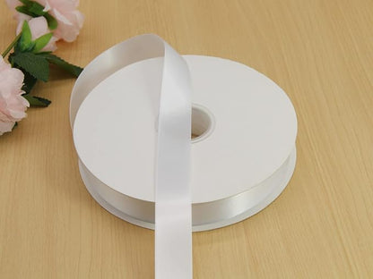 White Double Faced Satin Ribbon 1 inch Flower Boutique Gift Wrapping Ribbon 25mm 100yards Continuous Fabric Silk Bow Ribbon- DIY Crafts Hair Headband-Sewing-Wedding Decorations