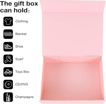 Aimyoo Pink Magnetic Gift Boxes with Lids 13.8x9x4.3 in, Large Bridesmaid Groomsman Proposal Box, Rectangle Collapsible Box for Present Graduation Birthday Storage 5 Pack