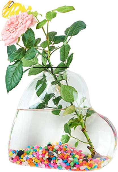 Wall-Mounted Acrylic Planter for Hydroponic Plants – Heart Vase, Modern Transparent Design for Home & Office Decoration