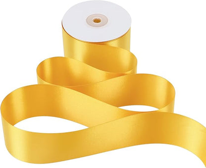 MEEDEE Satin Ribbon - 25 Yards Yellow Double Faced Satin Ribbon for Christmas Tree, Thanksgiving Decorating, Wreaths, Bows, Crafts, Weddings, Flower Bouquets