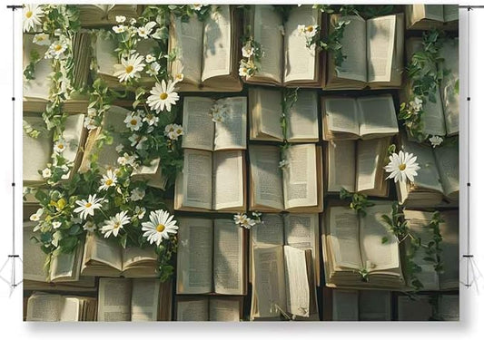 7x5ft Book Photography Backdrop Green Leaves Backdrop Book Butterfly Background for Kids Adults Birthday Lovers Party Decorations Supplies KUBYW008
