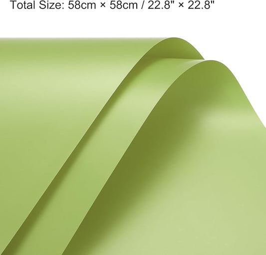 MECCANIXITY Pearlescent Film Flower Wrapping Paper 22.8x22.8 Inch Waterproof for DIY Crafts, Gift/Gift Box Packaging Tea Green Pack of 10