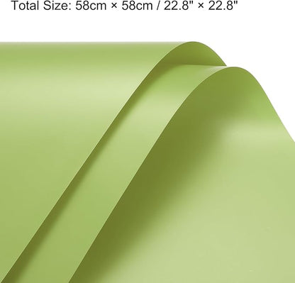 MECCANIXITY Pearlescent Film Flower Wrapping Paper 22.8x22.8 Inch Waterproof for DIY Crafts, Gift/Gift Box Packaging Tea Green Pack of 20
