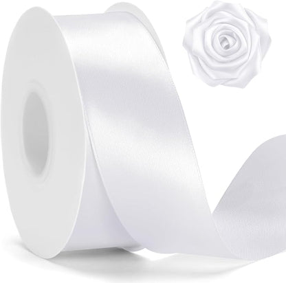 KINGLAKE White Ribbon 1 1/2 inch - 100 Yards Polyester White Satin Ribbon for Gift Wrapping, Wedding, Party Decoration, DIY Crafts, Floral Bouquets and Wreath Bows