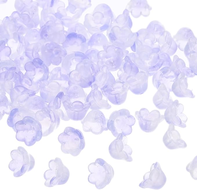 PATIKIL Glass Trumpet Flower Beads, 200 Pcs Gradient Flower Bead Charm for Jewelry Making DIY Craft, Bracelets, Earrings, Necklaces Decorations, Purple