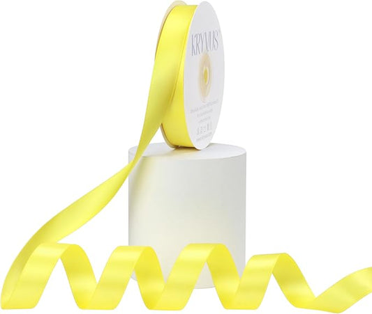 Lemon Yellow Satin Ribbon, Double Faced 5/8 Inch X 25 Yards Lemon Yellow Ribbon, Premium Satin Ribbon for Gift Wrapping, Crafts, Hair Bow Making, Sewing, Flower Bouquet, Wedding Party Decor