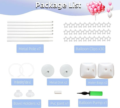 Balloon Arch Stand Kit 9ft &5.6ft,Heavy Duty Base With Water Filling Bag,White Bendable Half Arch Balloon Arch for Birthdays Holiday Decorations And Other Indoor And Outdoor Parties No Balloons