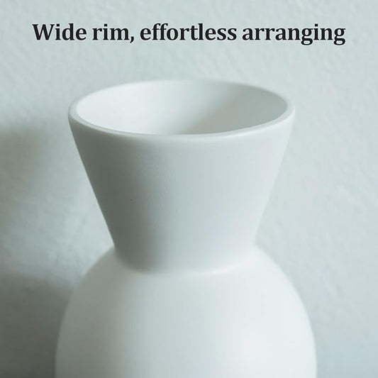 Ceramic Flower Vase Set of 3, Fake Flowers in Vase for Centerpieces with 8 Artificial Autumn Chrysanthemums Artificial Decorative Swags