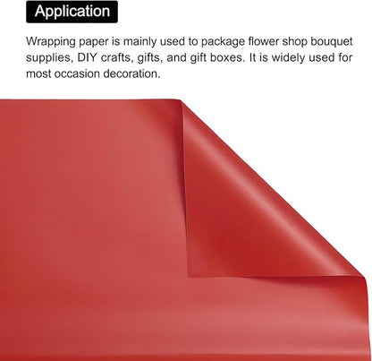 MECCANIXITY Pearlescent Film Flower Wrapping Paper 22.8x22.8 Inch Waterproof for DIY Crafts, Gift/Gift Box Packaging China Red Pack of 10