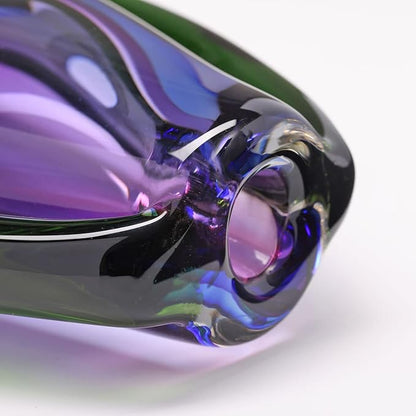 Luxury Lane Hand Blown Sommerso Oval Art Glass Vase for Decor Centerpiece Table Decoration Purple 10 inch Tall
