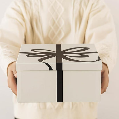 Soul & Lane Valentine's Day Gift Boxes with Lids for Presents, Set of 4 Elegant Large Square Decorative Reusable Nesting Gift Boxes for Gifts and Décor