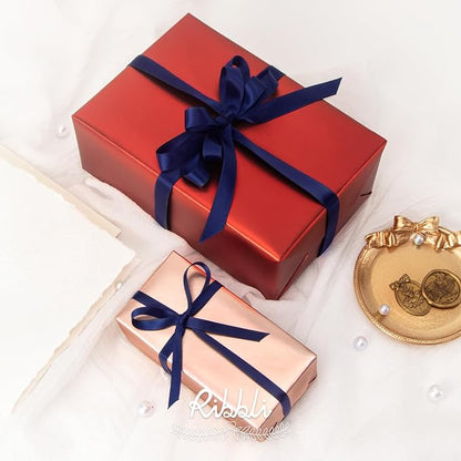 Ribbli Navy Satin Ribbon Double Faced Satin 1/2 inch x Continuous 50 Yards-Navy Ribbon for Gift Wrapping Crafts Wedding Decoration Bows Bouquet Floral Arrangement