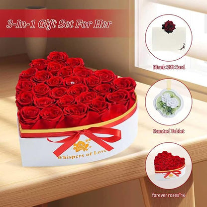 Luxury Preserved Roses – Forever Real Roses Flowers for Delivery in a White Box, Preserved Flowers Birthday Gifts for Women Mom Wife, Ideal for Anniversary (Red 27 Roses, 27 Roses)