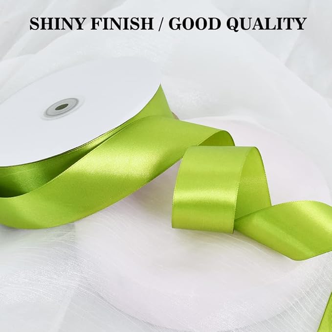 TONIFUL 1-1/2 Inch (40mm) x 100 Yard Sage Olive Green Wide Satin Ribbon Solid Fabric Ribbon for Gift Wrapping Chair Sash Valentine's Day Wedding Birthday Party Decoration Hair Floral Craft Sewing