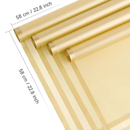 20 Sheets Gold Flower Wrapping Paper, Waterproof Floral Wrap Gold Edge Bouquet Wrapping Paper Florist Supplies (22.8 x 22.8 inch)