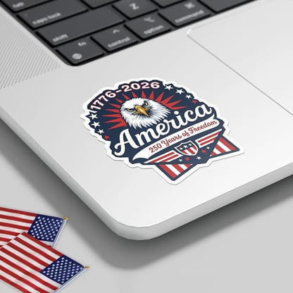 HANDICHI Design 5-Pack 6 Inch USA 250th Anniversary Stickers – Bald Eagle “250 Years of Freedom” Patriotic Vinyl Decals 1776-2026 for Cars, Laptops & Scrapbooks