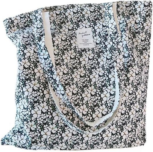 Cotton Canvas Tote Bag Reusable Soft Grocery Cloth Bag Floral Shoulder Bag for Beach Travel Shopping