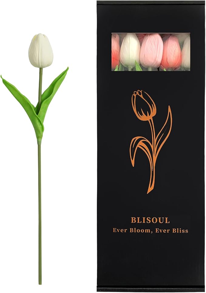 Real Touch Artificial Tulips, 20pcs Fake Tulip Flower Stem, PU Faux Tulip 13.5” for Mother's Day Easter Valentine's Gift, Home Decor, Wedding, Table Centerpiece, Floral Arrangement, Multicolor