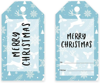 Andaz Press Christmas Holiday Season Classic Gift Tags, Merry Christmas to from Classic Favor Tags, Reindeers and Snowflakes Design, for Holiday Events, Parties, and Favors, 60-Pack