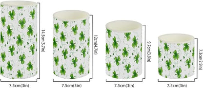 Flameless Light Candles for St Patricks Day Decorations, Battery Operated Candles Color Changing Timer Remote Control Pillar Candles Tealight St. Patrick Gift Accessories, Green Grass Print