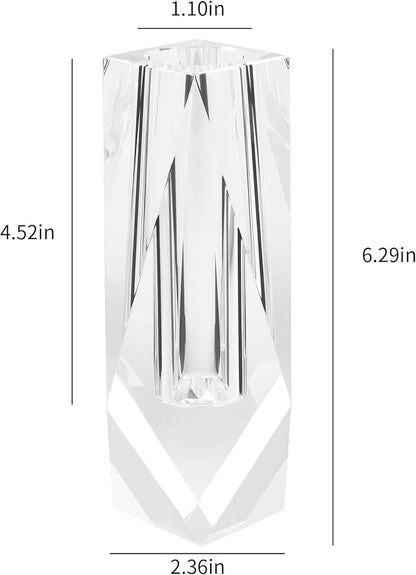 Kitcom Flower/Bud Crystal Vase Decorative Vases for Home, Wedding, Christmas, Outline Dimensions W2.4''xH6.3'', Clear with Gift Box
