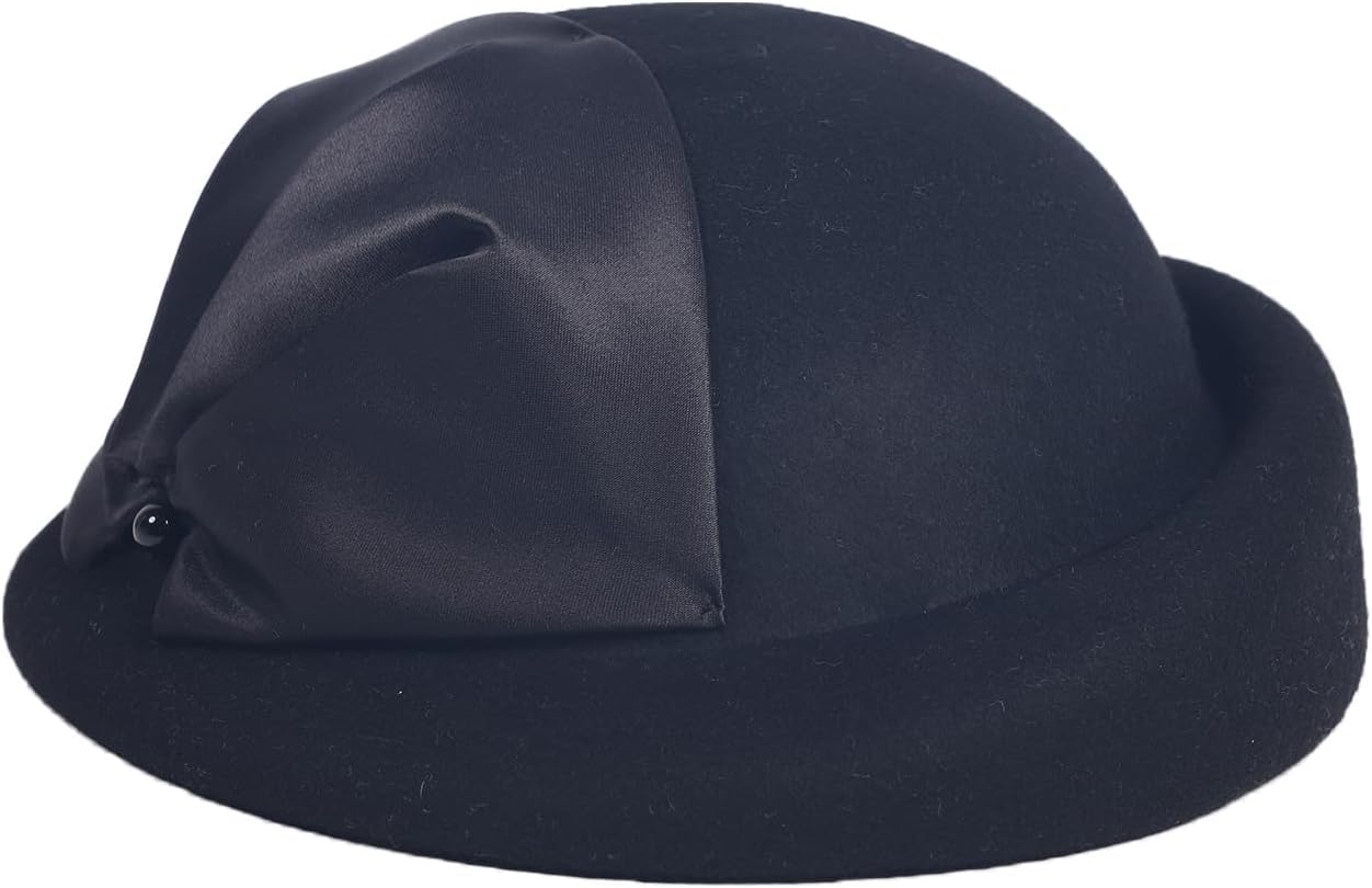 Women Wool Felt Ribbon French Fashion Vintage Millinery Beret Hats Top Cap Ladies Party Wedding Fedoras Chapeau
