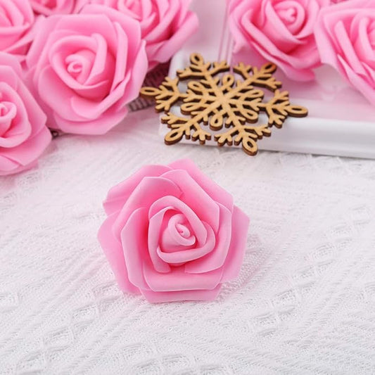 Artificial Rose Flower Heads, 100pcs Pink Foam Roses Bulk Artificial Flower for DIY Wedding Bouquets Centerpieces Arrangements Party Baby Shower Home Decor (Stemless, Pink)