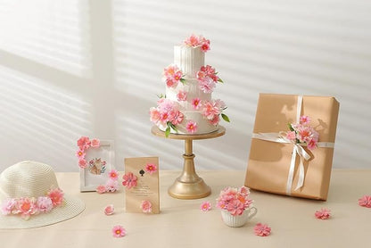 210Pcs Mini Fake Flower Heads Pink Small Silk Faux Flower Heads Artificial Rose Daisy Multicolor Flowers Bulk for Cake Crafts DIY Graduation Cap Wedding Hair Dresses Wreath Party Home Decor