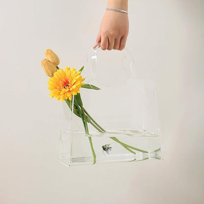 Purse Vase, Bag Vase for Flowers, Clear Acrylic Vase, Purse Vase for Flowers, Aesthetic Vases for Flowers, Decorative Tote Bag Vases for Wedding, Living Room, Bedroom, Table, Office(Tote Bag)