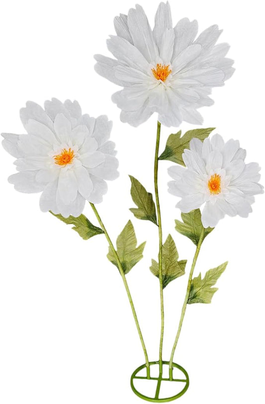Giant Artificial Daisy Flowers for Decoration - Big Artificial Fake Daisy Large Crepe Paper Flowers for Home Decor Garden Hotel Office Photography Props Wedding Art Gallery Shop Window Display(White)