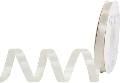 Antique White Satin Ribbon, Double Faced 3/8 Inch X 25 Yards Antique White Ribbon, Premium Satin Ribbon for Gift Wrapping, Crafts, Hair Bow Making, Sewing, Flower Bouquet, Wedding Party Decor