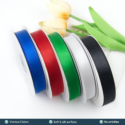 KMER LIFE 5/8" Wide x 50 Yards Ivory Single Faced Polyester Satin Ribbon - Perfect for Wedding Decor, Wreaths, Crafts, Gift Wrapping & Other Projects
