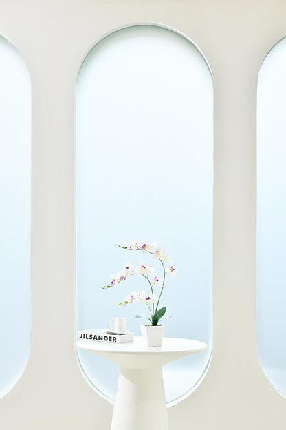Faux Orchid in Vase Tall Artificial Orchid in Ceramic Vase Tall Silk Orchids with Stems Real Look Potted Fake Phalaenopsis Arrangement Centerpiece Table Decorations for Home Decor Indoor, White