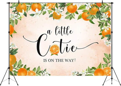 Aperturee 7x5ft Little Cutie Baby Shower Backdrop Tangerine Citrus Organge Flowers Floral a Little Cutie is on The Way Photography Background Pink Party Decoration Banner Supplies Photo Booth Studio